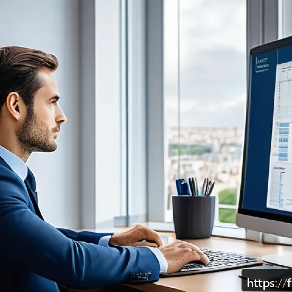 신용분석사 현직자 커뮤니티 가입법 - A professional French credit analyst in a modern office environment, dressed in smart business attir...